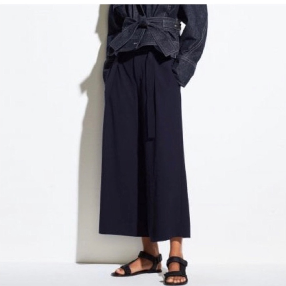 Vince navy blue belted culottes
